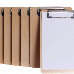 Set de 6 clipboard-uri A5 TUKA-i-AKUT, MDF/metal, natur/argintiu