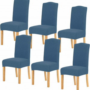 Set de 6 huse de scaun TIANSHU, poliester/spandex, albastru deschis