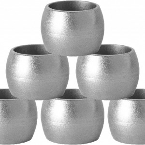Set de 6 inele pentru servetele Argon, melamina, argintiu, 4,5 x 3 cm
