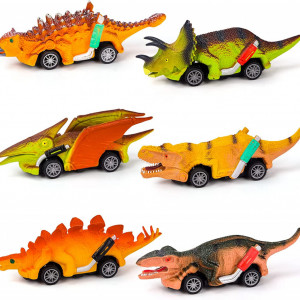 Set de 6 jucarii pentru copii 3-6 ani Fullove, model dinozaur, multicolor, 13 x 4,5 cm