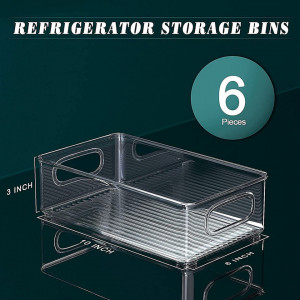 Set de 6 organizatoare cu manere pentru frigider Haugo, PET, transparent, 25,5 x 15 x 7 cm - Img 3