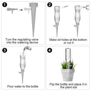 Set de 6 picuratoare pentru plante Cutiolly, plastic, gri, 13,5 x 2,8 cm