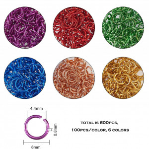 Set de 600 inele pentru bijuterii UR URLIFEHALL, metal, multicolor, 6 mm - Img 8
