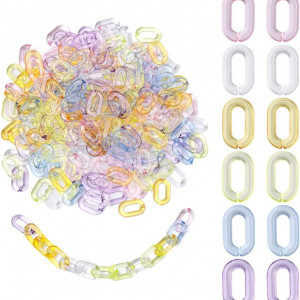 Set de 600 inele URLIFEHALL, acrilic, multicolor, 15 x 9 mm - Img 6