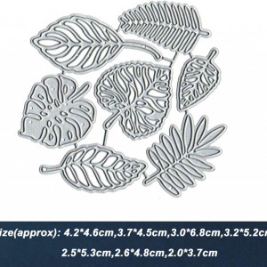 Set de 7 matrite pentru decupat Lilyshopingstore, model frunze, otel carbon, argintiu