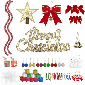 Set de 78 ornamente pentru bradul de Craciun Venga amigos, plastic/textil, multicolor - Img 1