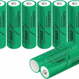 Set de 8 baterii reincarcabile AA IWANGDO, 2000mAh, 1,2 V, verde, 14,1 x 50 mm 