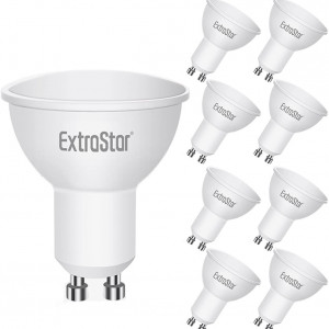 Set de 8 becuri ExtraStar, LED, metal/plastic, alb/argintiu, 5 x 6 cm, 5W