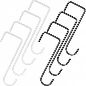Set de 8 carlige pentru ghivece LOPOTIN, metal, alb/negru, 15,4 cm