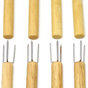 Set de 8 furculite pentru porumb Light feather, lemn/otel inoxidabil, argintiu/natur, 10,7 x 2,5 cm - Img 5
