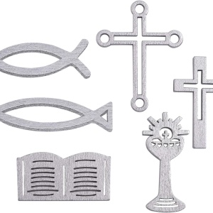 Set de 80 decoratiuni pentru botez Fepito, lemn, argintiu