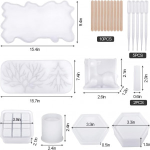 Set de 9 matrite pentru rasina epoxidica CHIRISEN, silicon, alb