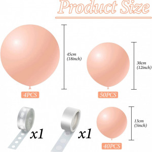 Set de 94 baloane Hileyu, latex, roz, 13/30/45 cm - Img 8