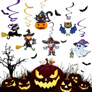 Set de accesorii pentru petrecere de Halloween Kimimara, hartie/latex, multicolor, 45 piese