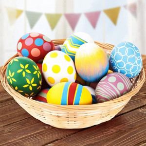 Set de creatie cu 8 oua pentru Paste, 2 suporturi si accesorii de vopsit Sunanfbest, multicolor, lemn/vopsea, 6 x 4,3 cm - Img 3