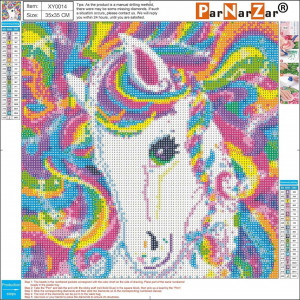 Set de creatie cu diamante ParNarZar, model unicorn, multicolor, 35 x 35 cm