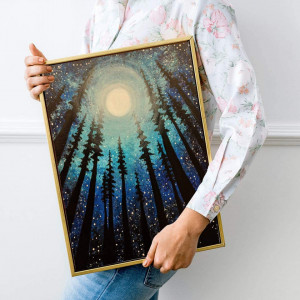 Set de creatie cu diamante Pttozan, model copaci, multicolor, 30 X 40 cm - Img 6