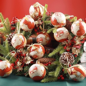 Set de globuri pentru Craciun Abxmas, 14 piese, plastic, multicolor, 7,5 cm - Img 3
