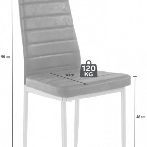 Set de living Lynn/Kate, 4 scaune si o masa, alb prespalat/maro, 120 x 80 x 75 cm - Img 3