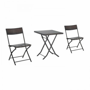 Set de masa si 2 scaune de gradina by Dakota Fields, negru
