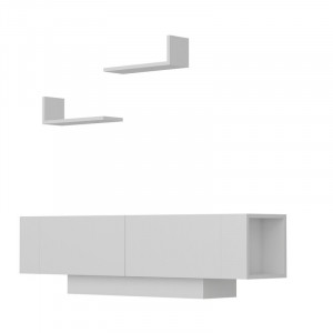 Set de mobilier pentru living Brodii, PAL, alb, 150 x 40 x 31,5 cm - Img 5