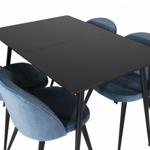 Set de o masa extensibila si 4 scaune, negru/albastru - Img 6