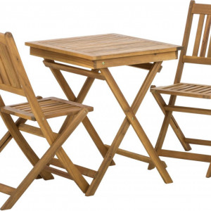Set de o masa si 2 scaune de gradina Skyler, lemn masiv, natur - Img 1