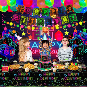 Set de petrecere cu 60 de accesorii fluorescente Osugin, latex, hartie, multicolor - Img 4