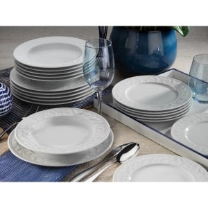 Set de vase Genoa, portelan, alb, 24 piese