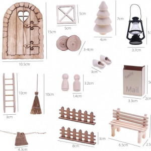 Set decoratiuni de Craciun pentru usa Gnome, textil/plastic/lemn, multicolor, 17 piese