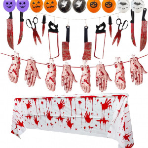 Set decoratiuni pentru Halloween Yitla, latex/PVC/hartie, multicolor, 14 piese