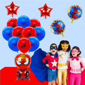 Set decoratiuni pentru petrecere Smileh, model Spider Man, folie/latex, multicolor, 17 piese