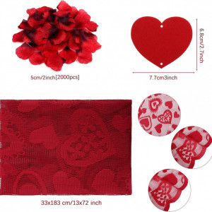 Set decoratiuni pentru Valentine's Day Kesote, textil, rosu, 2004 piese - Img 5