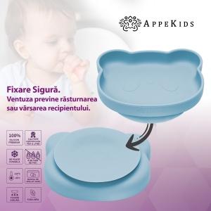 Set Diversificare, AppeKids, 100% Silicon, Panda - Aqua Blue - Img 4