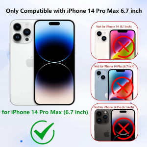 Set de husa cu 2 folii de protectie ecran si 2 camera pentru iPhone 14 Pro Max  Gimane, piele PU/sticla securizata, rosu, 6,7 inchi