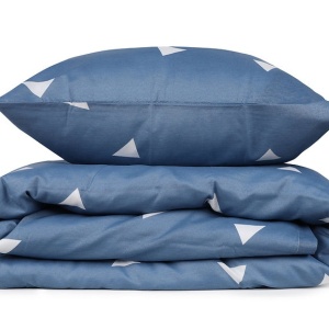Set husa pilota + fata de perna, 65% bumbac/35% poliester, 140x200 cm + 60x60 cm, albastru inchis - Verificat A · Re-Bloom