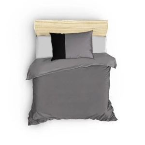 Set husa pilota + fata de perna, bumbac ranforce 100%, 135x200 cm + 80x80 cm, gri/negru - Verificat A · Re-Bloom - Img 2