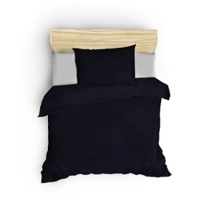 Set husa pilota + fata de perna, satin bumbac 100%, 135x200 cm + 80x80 cm, albastru inchis - Verificat A · Re-Bloom - Img 2