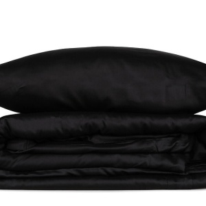 Set husa pilota + fata de perna, satin bumbac 100%, 155x200 cm + 80x80 cm, negru - Verificat A · Re-Bloom - Img 2