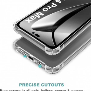 Set de husa si 3 folii de protectie pentru IPhone 14 Pro Max YNMEacc, sticla securizata/silicon, transparent, 6,7 inchi