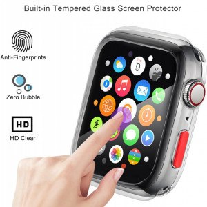 Set husa si folie de protectie pentru Apple Watch ZXK CO, silicon/sticla, transparent, 40 mm - Img 5