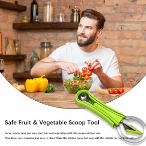 Set instrumente de sculptura in fructe Cisolen, plastic/otel inoxidabil, verde/argintiu, 21,2 x 7,5 cm/20,1 x5,4 cm/ 19,4 x 2,8 cm - Img 5