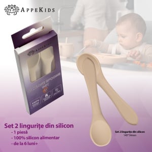 Set Lingurite din silicon, AppeKids - Bubble Beige - Img 2