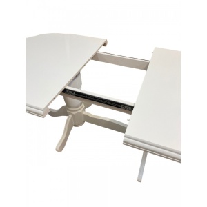 Set masa living SB Nork alba plus 6 scaune SB Tim alb/maro, 74x90x160/200 cm - Img 3