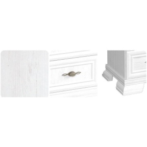 Set mobila living comoda VM3 si vitrina VMN4, 128 x 46 x 97 cm, Alb Antichizat - Img 3