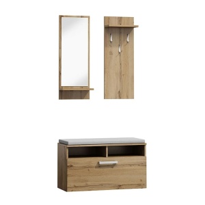 Set mobilier hol cu oglinda SL P003 stejar wotan, 89x40x180 cm