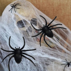 Set panza si 24 paianjeni pentru Halloween Cytecedx, plastic, alb/negru