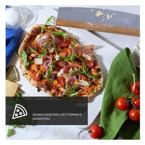 Set Piatra copt, lopata lemn si cutit pizza, DOLCE MARE, 38 cm x 30 cm x 1, 5 cm, Alb, Resigilat, Grad A - Img 3