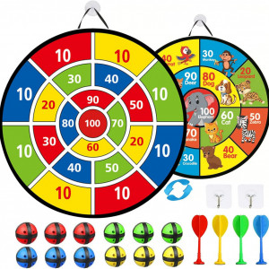 Set placa de darts cu 4 sageti si 12 bile cu velcro Aprilye, textil, multicolor, 66 cm - Img 6
