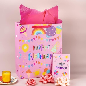 Set punga cadou si o felicitare Loveinside, hartie/matase, multicolor, 39,4 x 31,8 x 14,6 cm